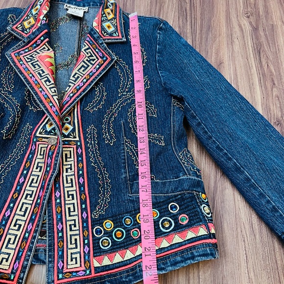 BLUTIQUE Women’s Embroidered Boho/Y2K Denim Jacket SZ:M - Picture 4 of 14